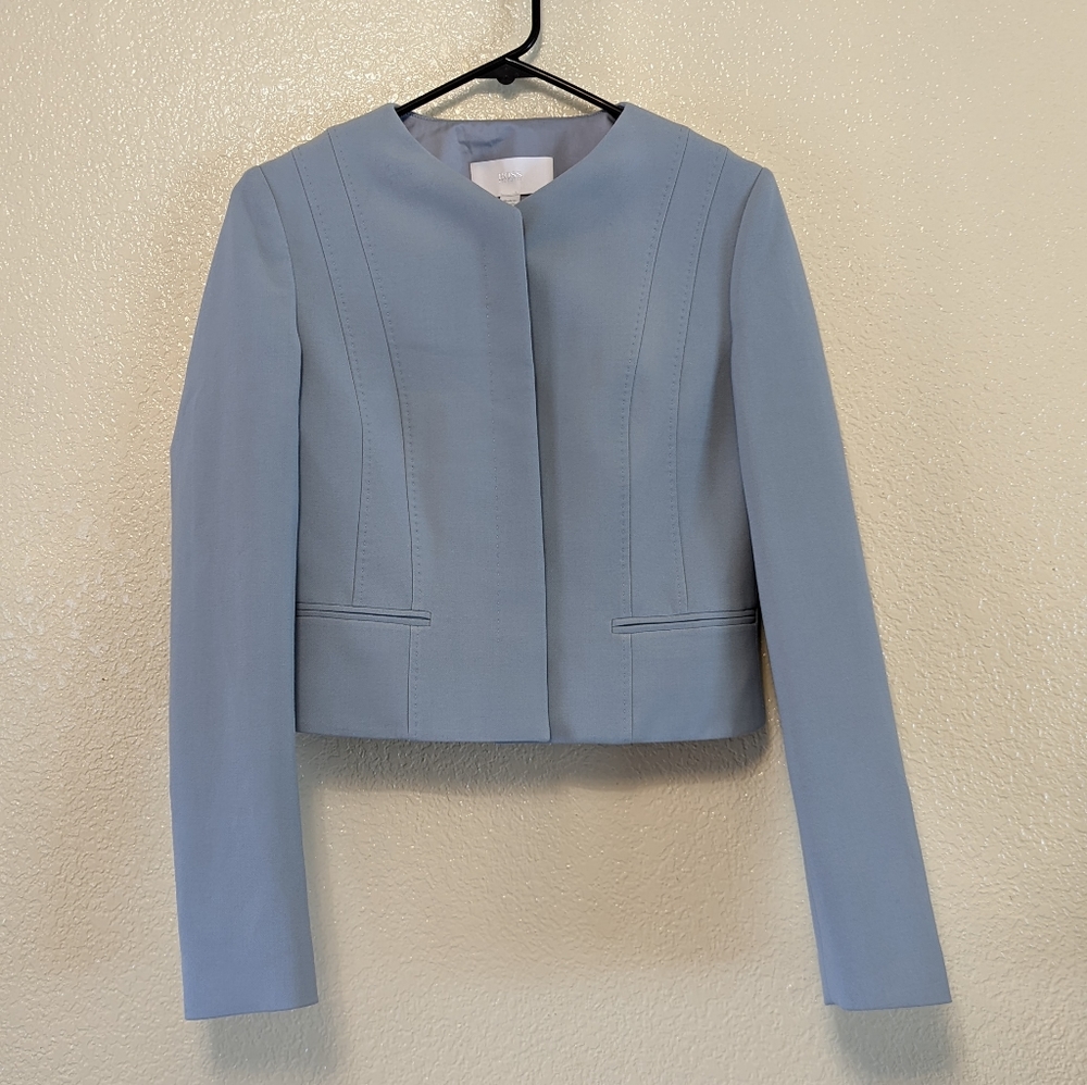 BOSS by Hugo Boss Grey Blazer with Hidden Buttons Size 4
